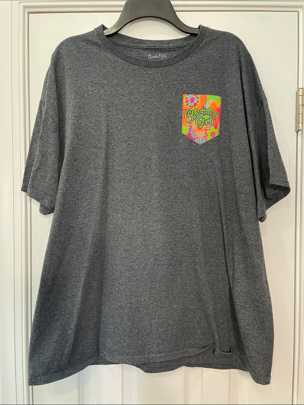 Cherished Girl Charcoal Short Sleeve Pocket Tee